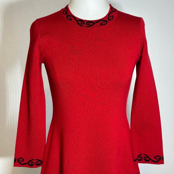 NWT JH Jessica Howard Red 3/4 Sleeve Knit Sweater Dress Holiday Womens Size XL - Picture 2 of 12